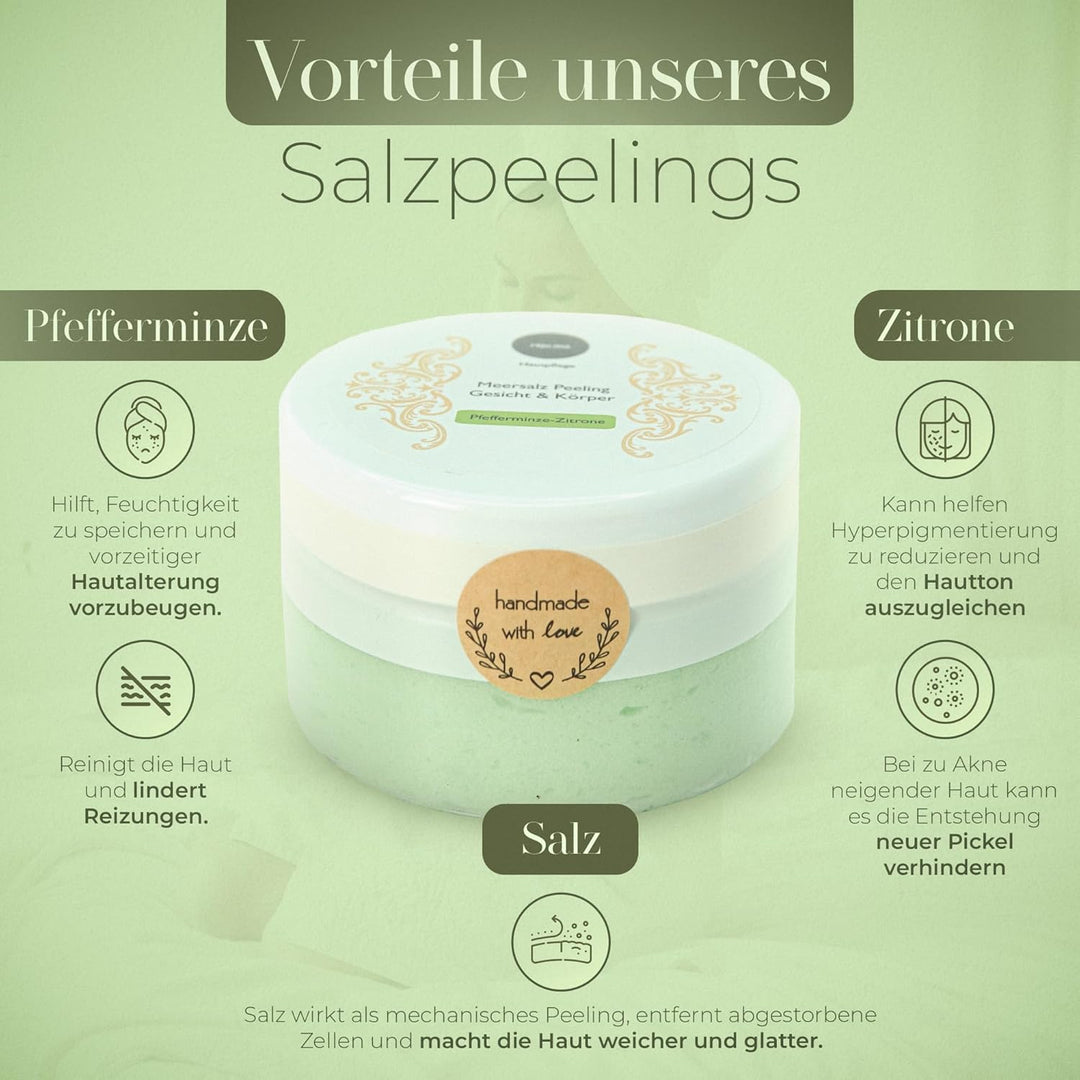 Peeling Salzpeeling für Gesicht und Körper, Sauna Salzpeeling, für eine sanfte und geschmeidige Haut