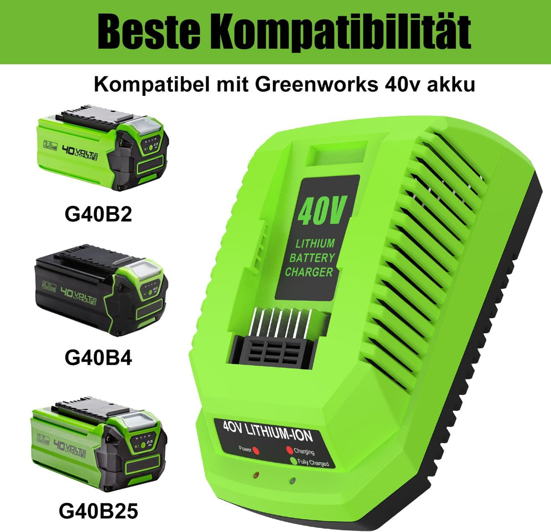 ENERGUP G40C 40V Ersatzladegerät für Greenworks 40V Ladegerät für Greenworks 40V Akkus 29252 20202 2