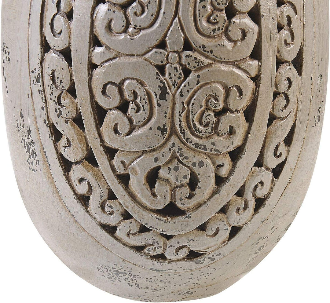 Moderne Dekovase mit floralem Relief Terrakotta 26x26x51 in Grau Megara