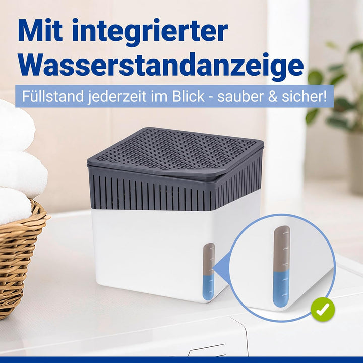 WENKO Raumentfeuchter Cube 1000 g weiss Luftentfeuchter reduziert Schimmel & Gerüche Auffangschale L