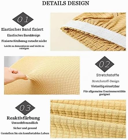 klkjk Stretch Stuhlhussen-Bezüge Stuhlbezug Mit Armlehne 2/4/6er Set Esszimmerstuhlbezug Hochlehner