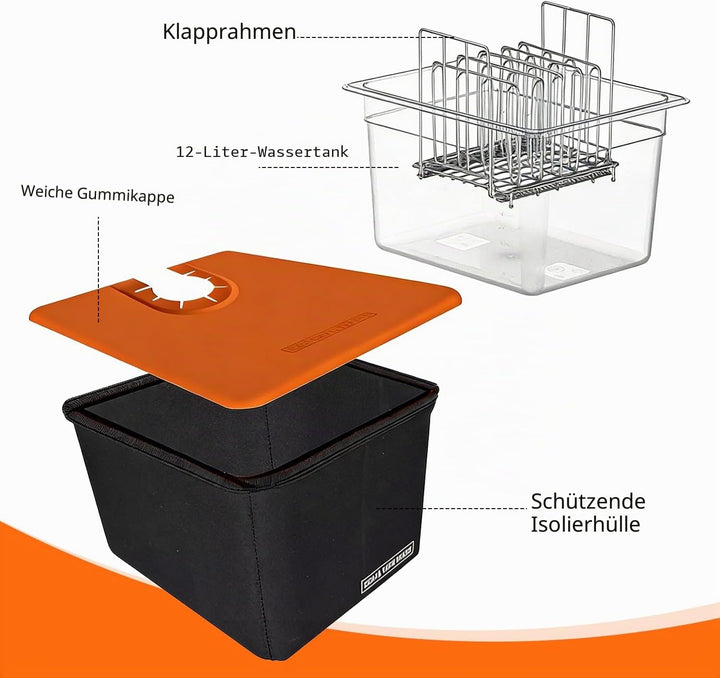 Sous Vide Behälter 12L, Sous Vide Container mit Deckel und Rack ür Sous Vide Stick Garer, Multifunkt
