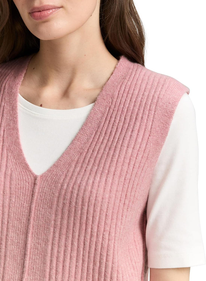 Tom Tailor Damen 1047693 RIPP Pullunder mit V-Ausschnitt XXS 11082 - Morning Pink Melange, XXS 11082