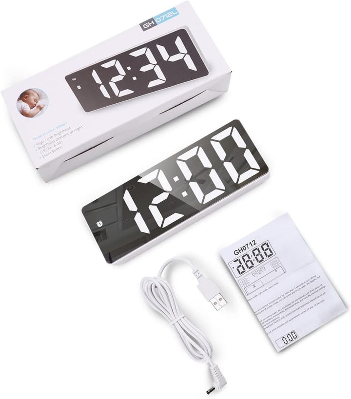 New Version Digitale Wecker, LED-Uhr, elektronische Tischuhr mit Temperaturanzeige, Reisewecker, ein