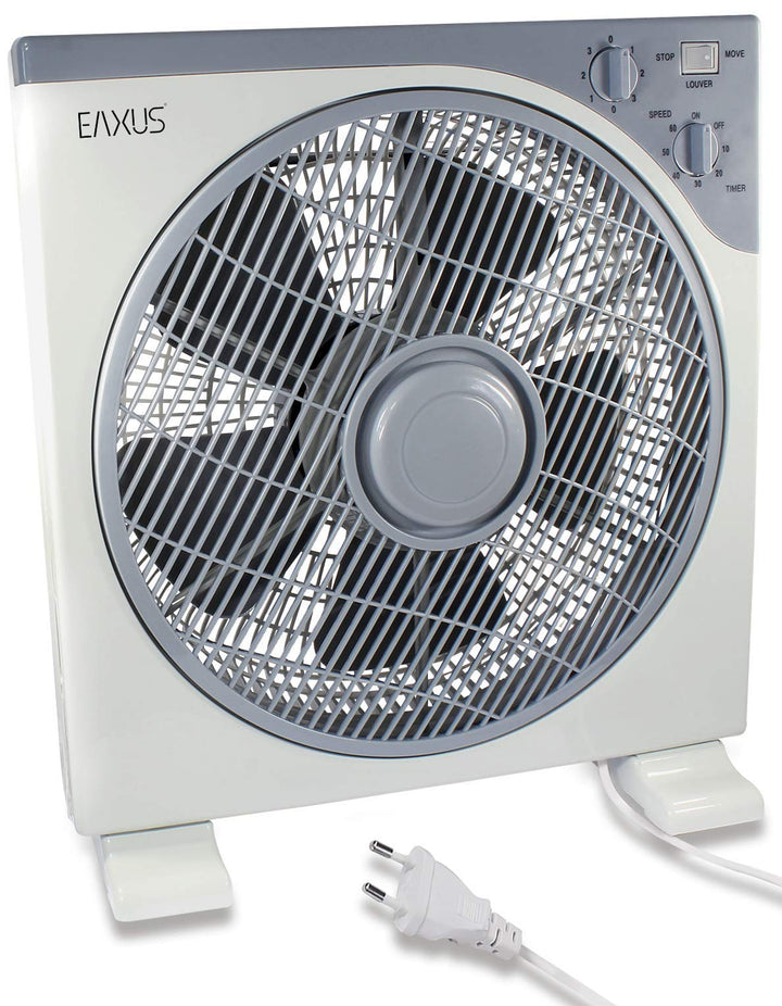 Eaxus® Tischventilator - Kraftvoller 45W Box Ventilator Fan mit Timer & 3 Geschwindigkeitsstufen