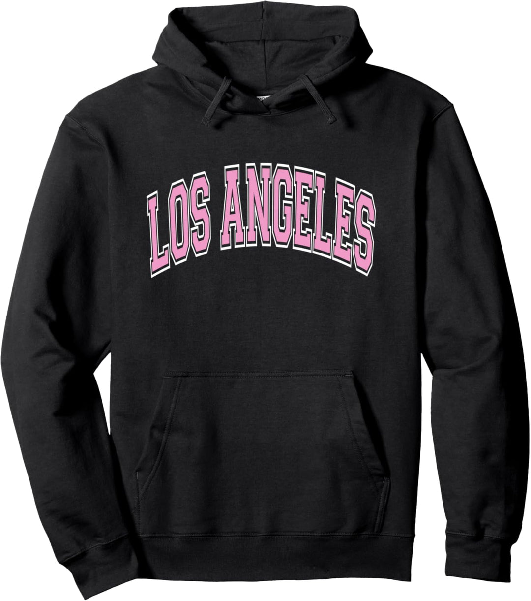 Los Angeles Arched Pink Text Pullover Hoodie