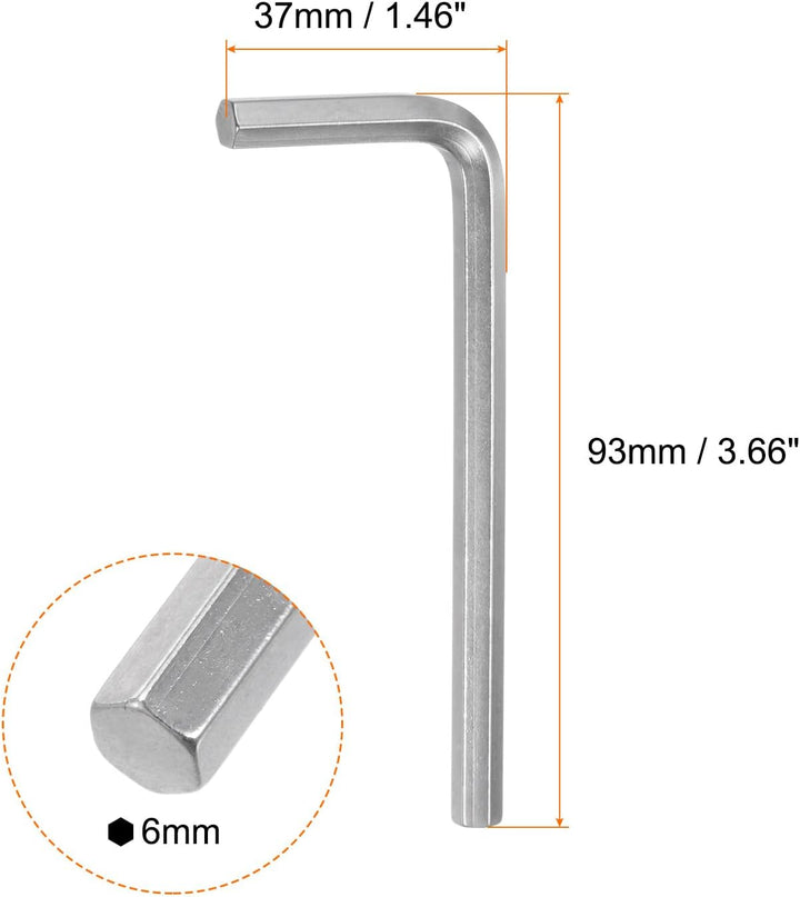 QUARKZMAN 20PCS Sechskantschlüssel 6mm L-Form Metrische Sechskantschlüssel aus Chrom-Vanadium-Stahl