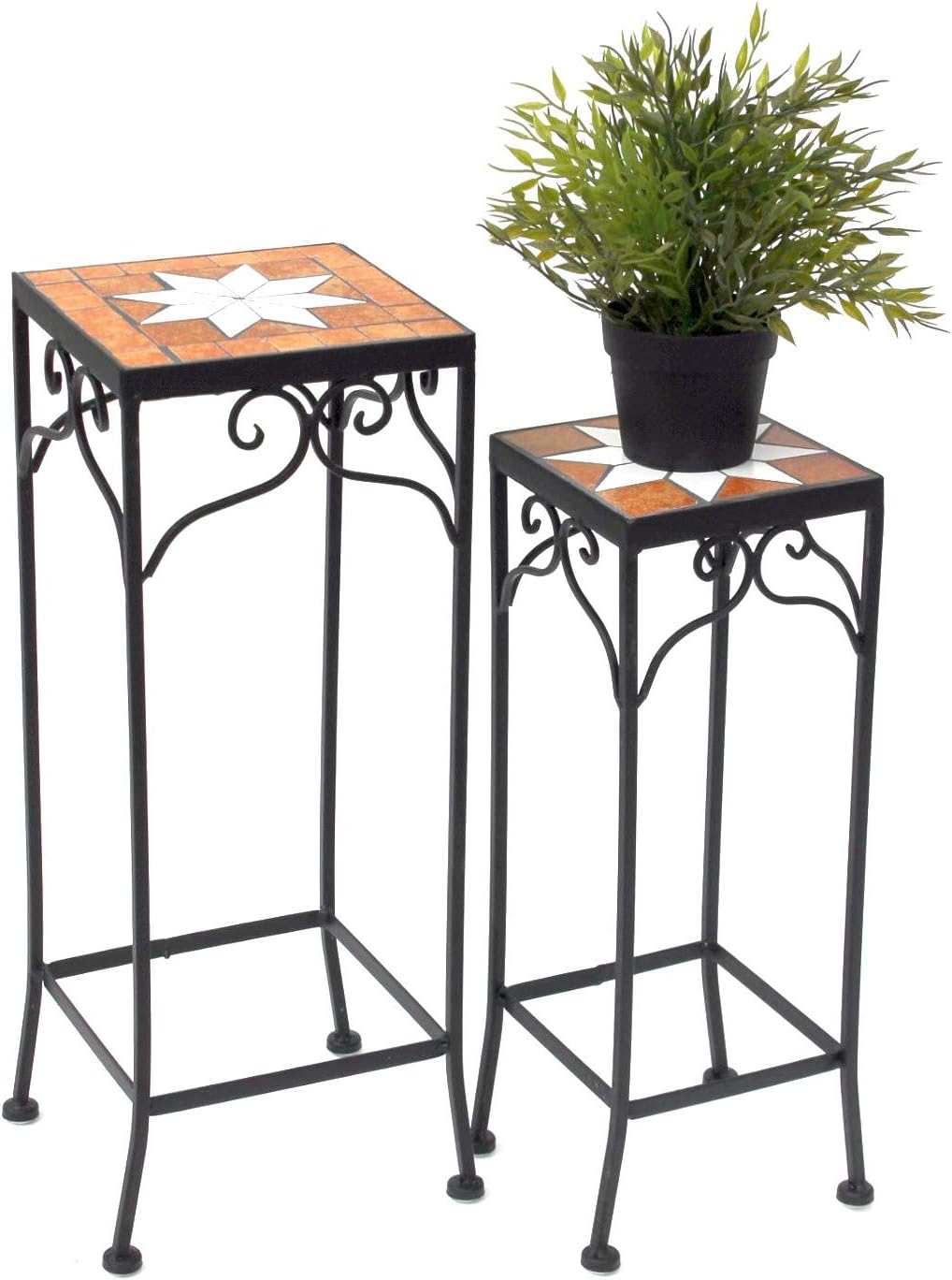 DanDiBo Blumenhocker Mosaik Eckig 2er Set 46 und 54 cm Blumenständer 12012 Beistelltisch Pflanzenstä