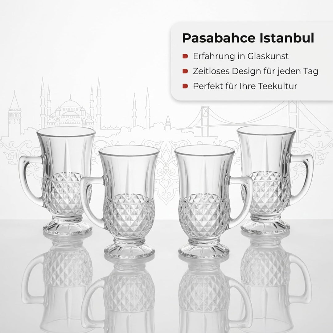 by Pasabahce Istanbul Teegläser 160ml, 6er Set, Gläser aus Kristallglas, Facettenschliff, spülmaschi