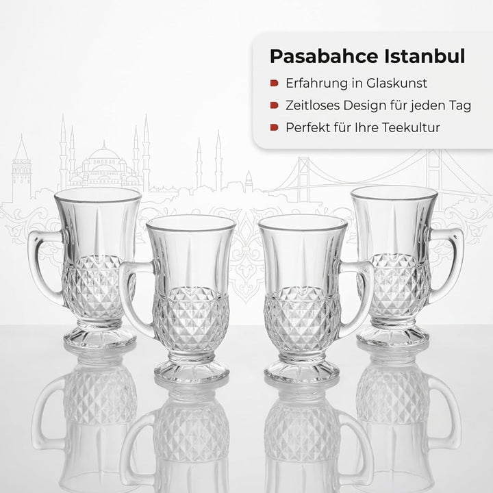 by Pasabahce Istanbul Teegläser 160ml, 6er Set, Gläser aus Kristallglas, Facettenschliff, spülmaschi