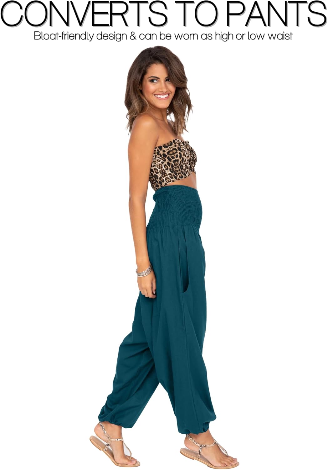 likemary extraweite Haremshose Damen, Einteiler aus Baumwolle - 2-in-1 Jumpsuit – Pumphose, optional