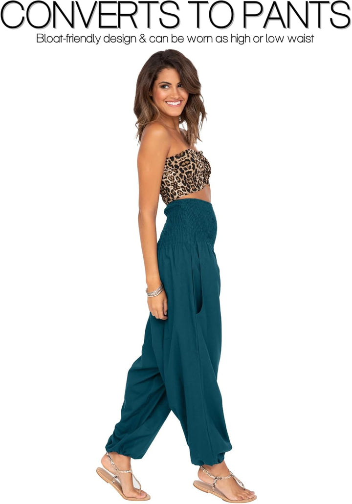 likemary extraweite Haremshose Damen, Einteiler aus Baumwolle - 2-in-1 Jumpsuit – Pumphose, optional