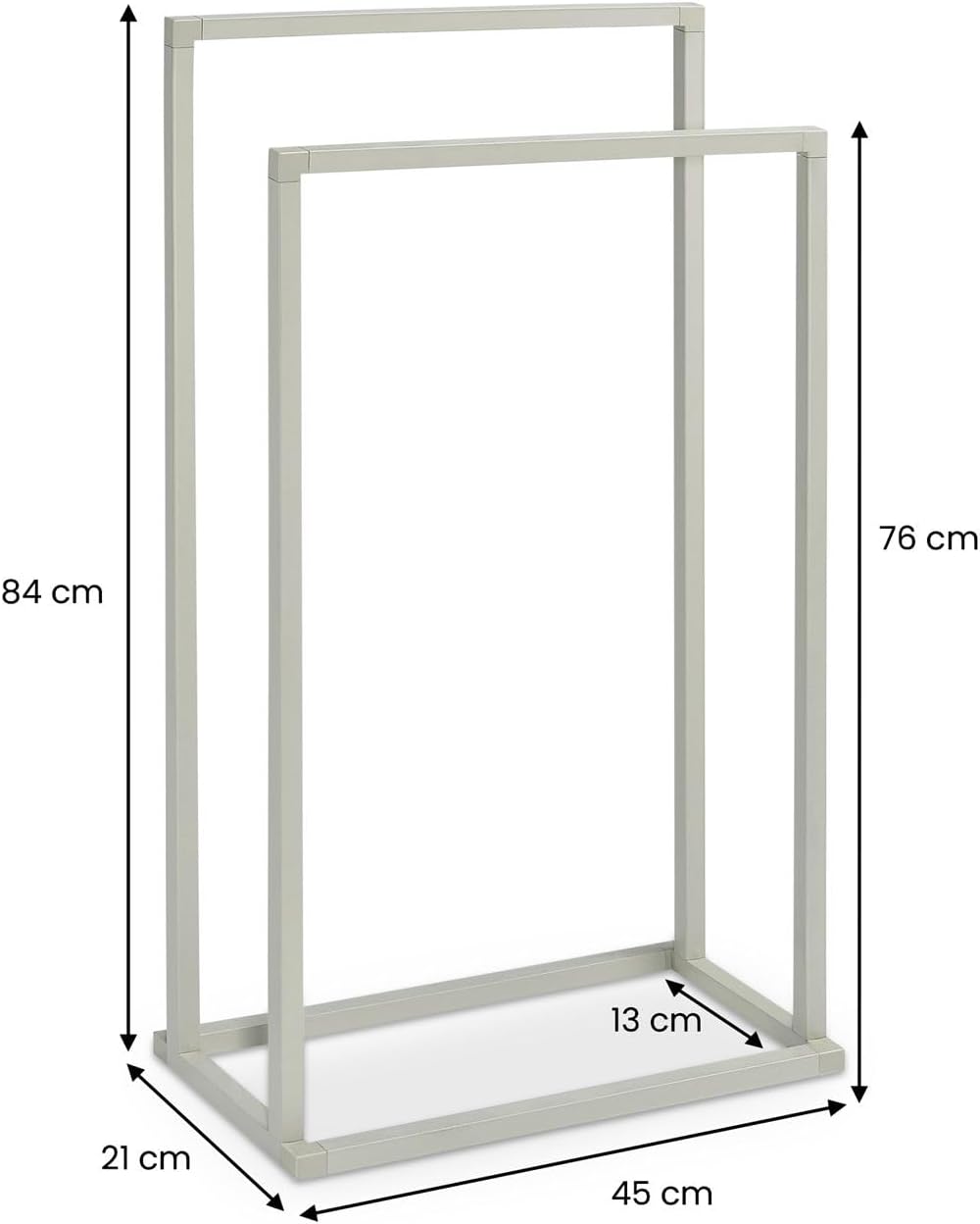 Handtuchhalter MAILO mit 2 Stangen, Beige - Handtuchständer aus Metall, Badetuchhalter freistehend u