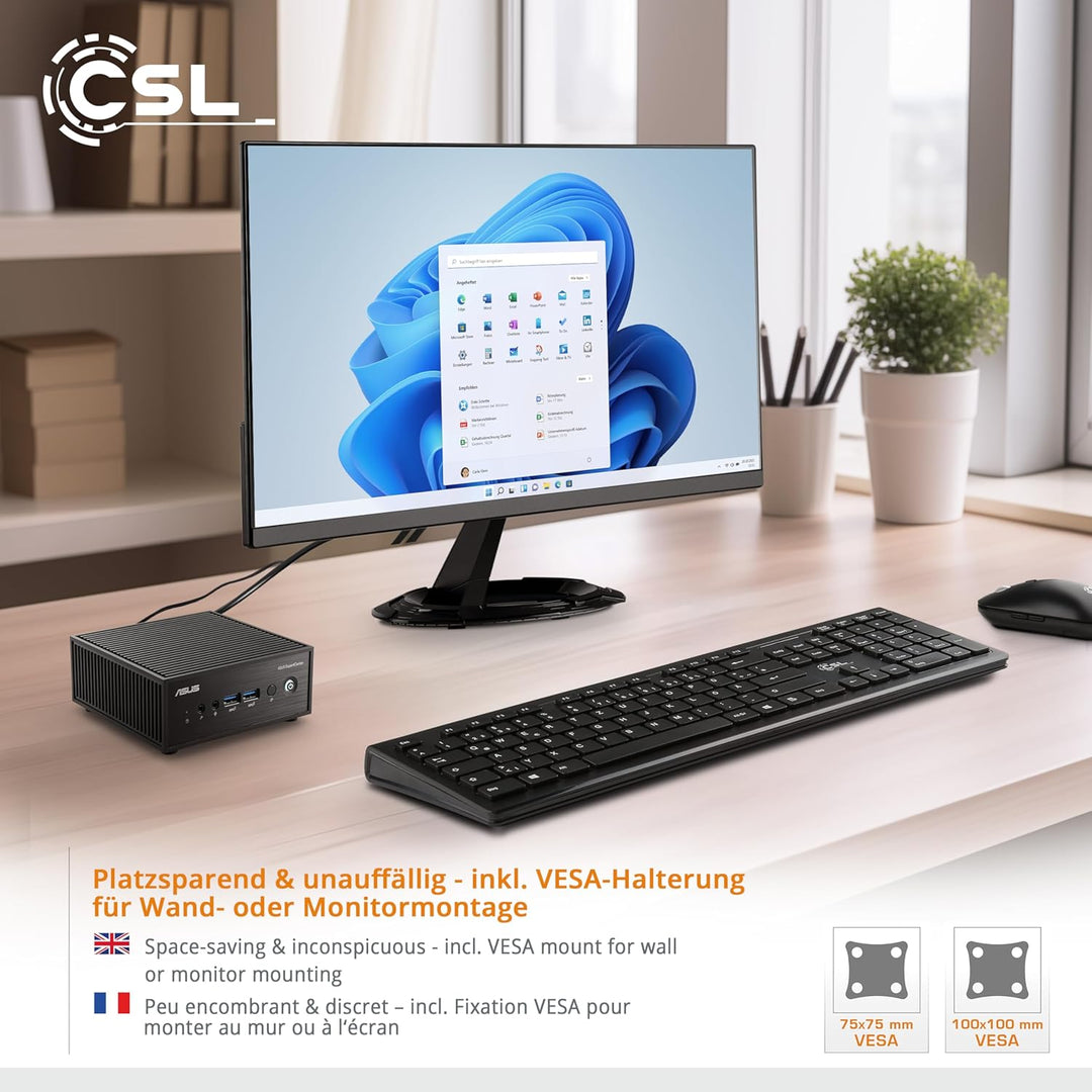 Mini PC ASUS PN42 mit Windows 11 Pro, Intel N200 4X 3700 MHz Turbotakt, 1000 GB M.2 SSD, 32 GB DDR4-