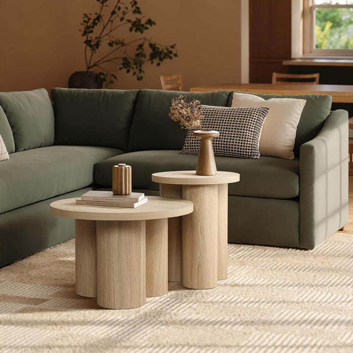 Hometopia Beistelltisch Holz, Kleiner Runder Tisch für Wohnzimmer, Nachttisch für kleine Räume, Mode