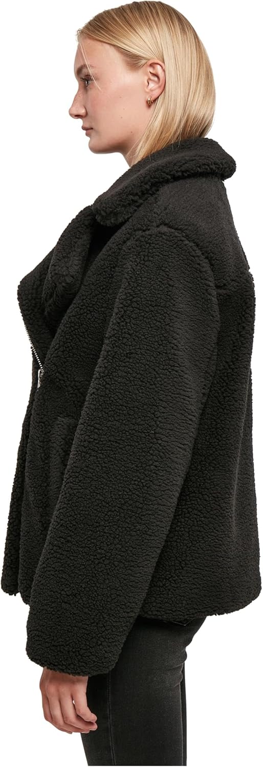 Urban Classics Damen Ladies Sherpa Biker Jacket Jacke XS Schwarz, XS Schwarz
