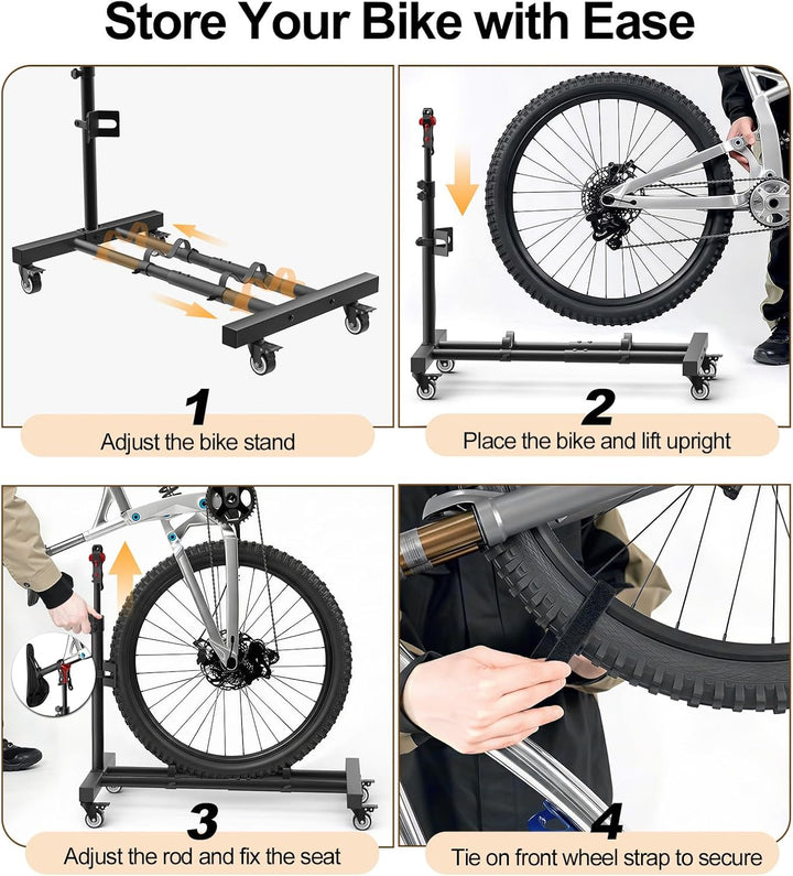 Housolution Vertikaler Fahrradständer mit 360°-Rädern bis 29 Zoll, [2 Stück], höhenverstellbar, bohr