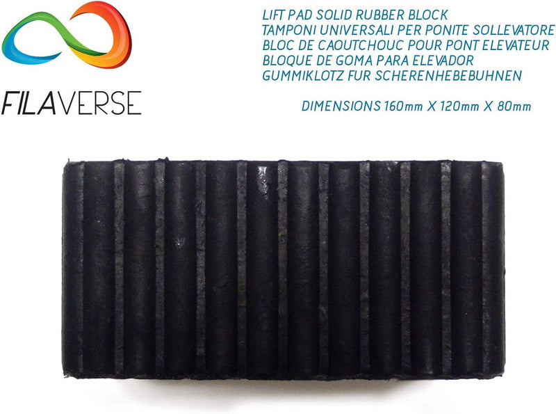 FILAVERSE Gummiauflage 160x120x80mm - KIT mit 4 gummiklotz für Kfz Hebebühnen. Abmessungen des Gummi