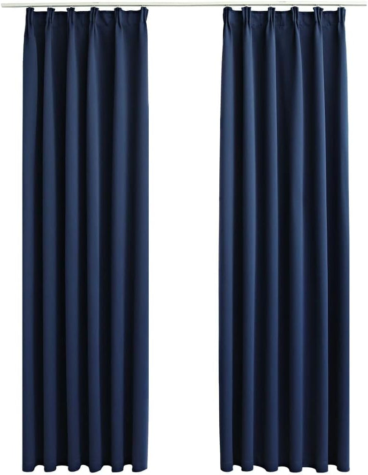 2 Stück Verdunkelungsvorhänge mit Haken 140x225 cm Blau Vorhang Blickdicht Gardine Curtains Wärmeiso