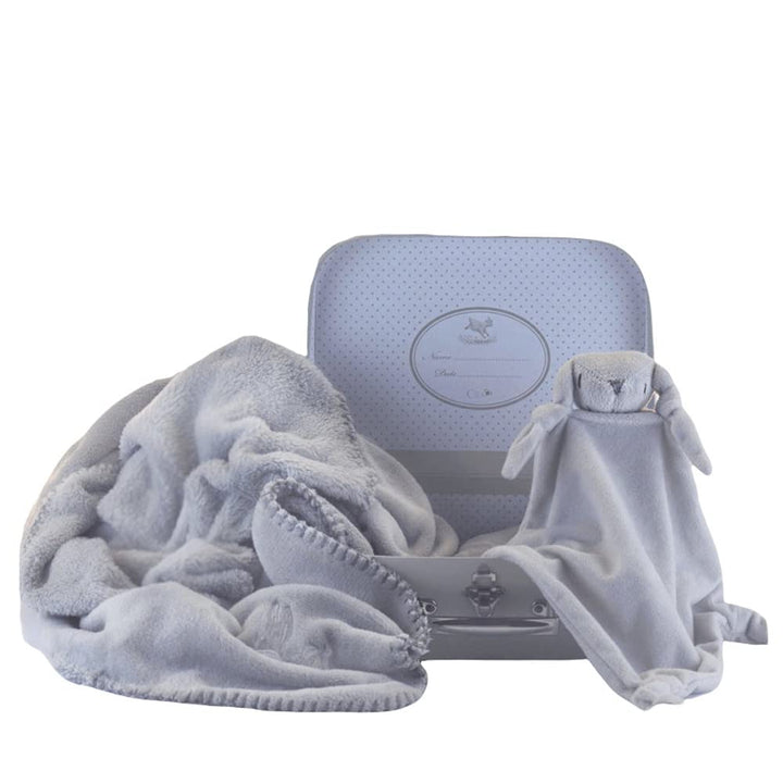 BebeDeParis | Originelle Geschenke für Neugeborene | Baby-Kuscheldecke und Doudou | 3-6 Monate (grau