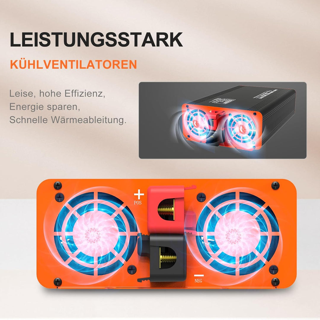 DATOUBOSS 2000W Reiner Sinus Wechselrichter 24V auf 230V (4000W Peak), Spannungswandler mit Funkfern