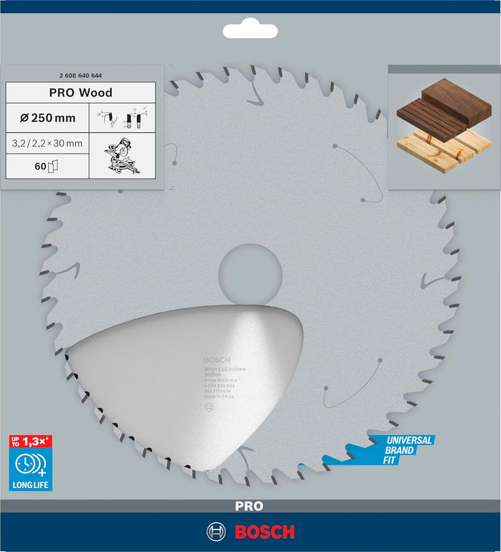 Bosch Professional 1x Kreissägeblatt Optiline Wood (Sägeblatt für Holz, Ø 250 x 30 x 3,2 mm, 60 Zähn
