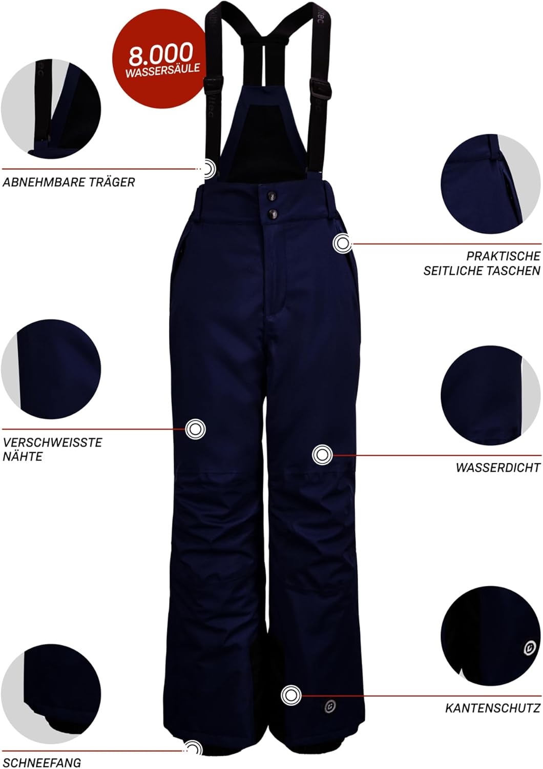 Killtec Jungen Skihose Funktionshose mit abzippbarem Latz, Schneefang und Kantenschutz Gauror Jr was