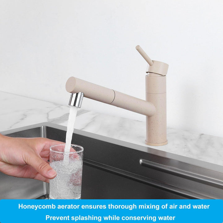 Wasserhahn Küche Weizenfarbe Ausziehbar, Hochdruck Küchenarmatur mit 2 Strahlarten, 150° Drehbare Mi