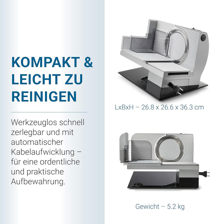 EUREL RS94 Vollmetall Allesschneider Made in EU, Metallschneidfläche, Einstellen der Messergeschwind