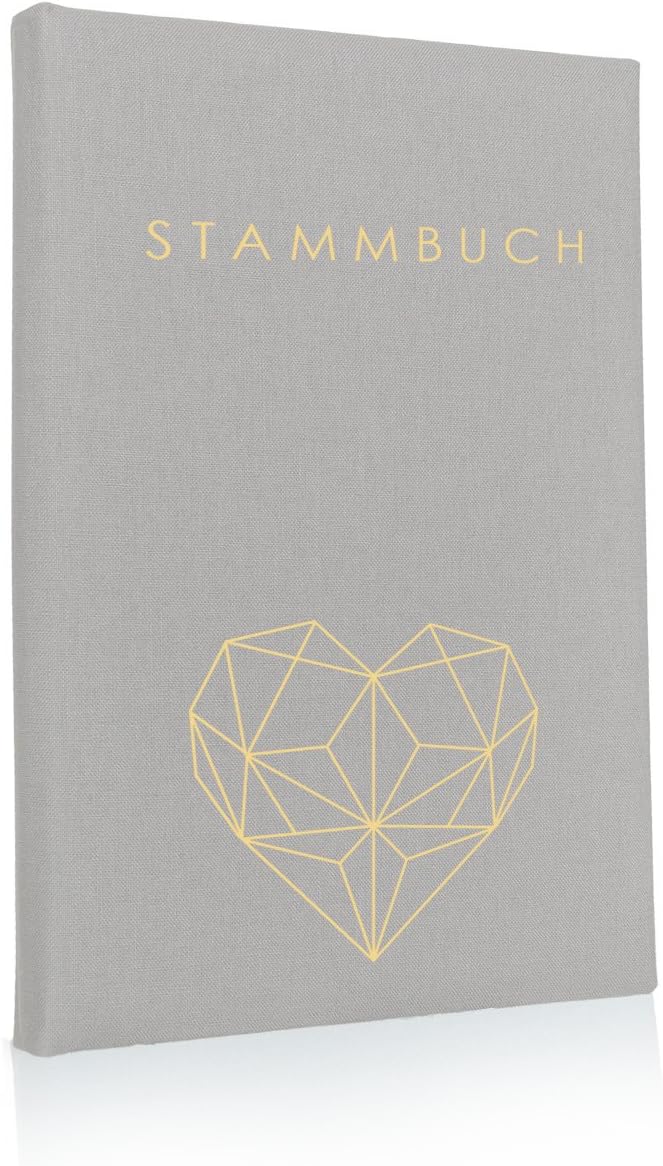 Hochzeitideal – Stammbuch der Familie Serie Geometric hellgrau 21,0 cm x 15,0 cm - Buchbinderleinen