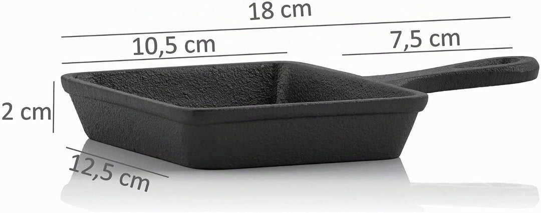 BBQ-Toro Gusseisen Raclette Pfännchen (6 Stück) | 12,5 x 18 cm | bereits eingebrannt - preseasoned |