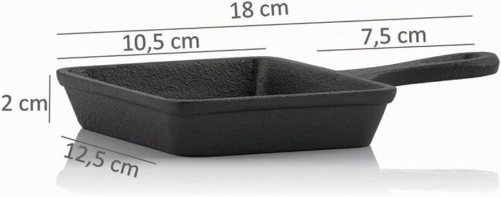 BBQ-Toro Gusseisen Raclette Pfännchen (6 Stück) | 12,5 x 18 cm | bereits eingebrannt - preseasoned |