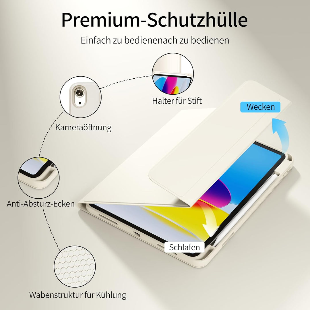 Hülle mit Tastatur für iPad A16 11/10 Generation (2025/2022, 11/10.9 Zoll)- 7 Farben Beleuchtete Mag
