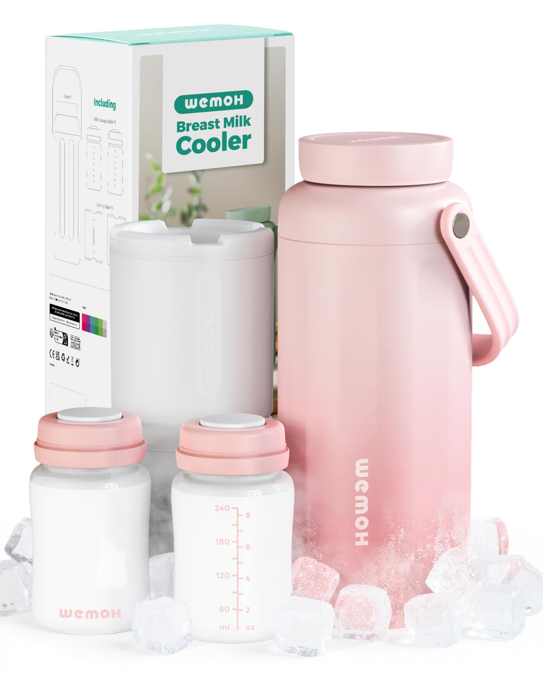 Muttermilch-Kühlflasche – 24 h Doppelwand-Kühlung, TSA-zugelassen, mit 2 auslaufsicheren Flaschen &