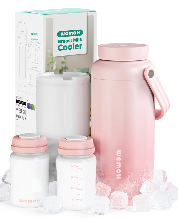 Muttermilch-Kühlflasche – 24 h Doppelwand-Kühlung, TSA-zugelassen, mit 2 auslaufsicheren Flaschen &