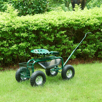 pro.tec Garten Rollsitz Casarano Gartensitz mit Rollen 81 x 45 cm verstellbar Rollhocker für Garten