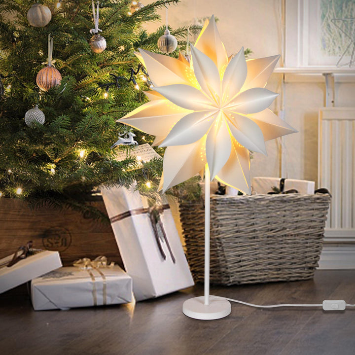 EANLOLY 45cm Stehender Weihnachtsstern Beleuchtet - LED Papierstern Weihnachten Tischlampe für Weihn