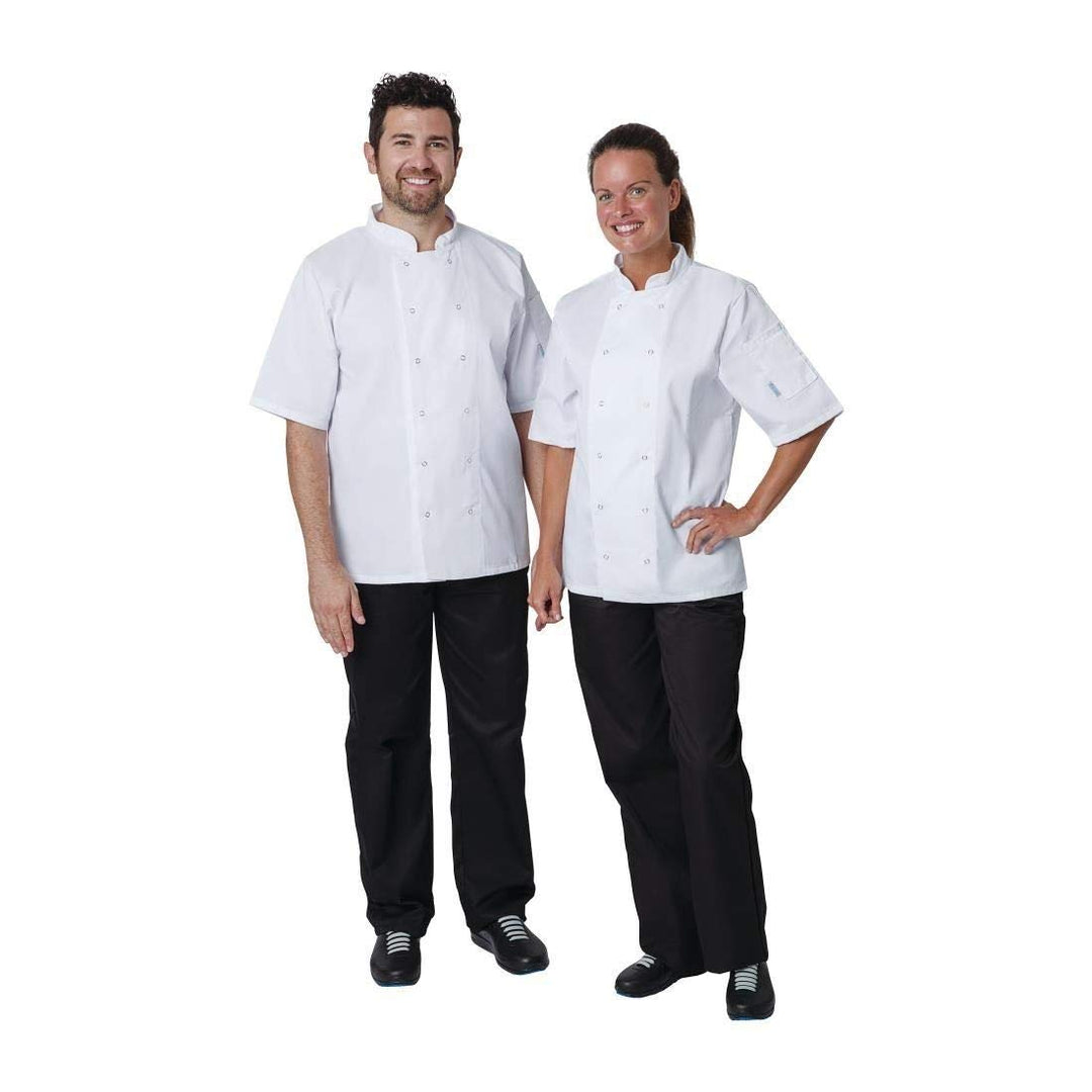Whites Chefs Clothing Vegas Unisex Polycotton Koch-Jacke Kurzarm, XL / X-Large / Extra-Large, Weiss,
