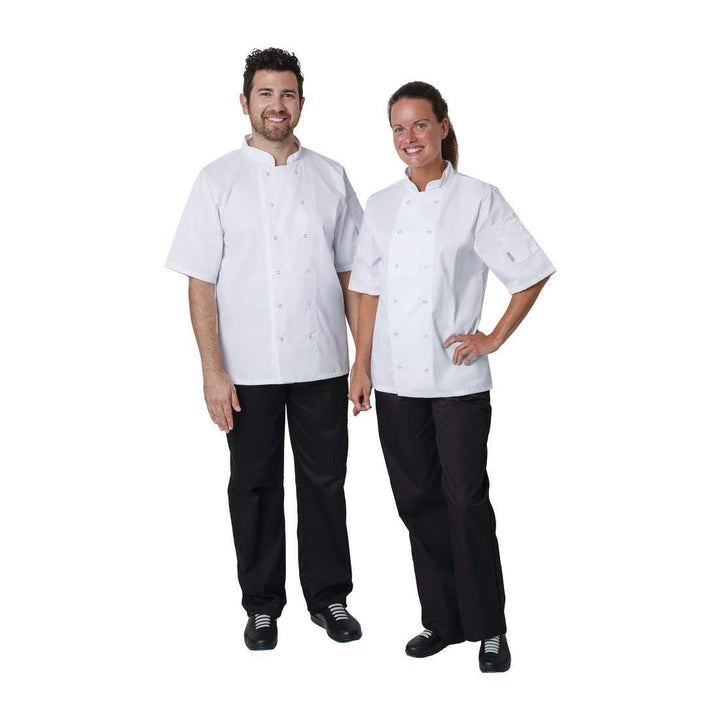 Whites Chefs Clothing Vegas Unisex Polycotton Koch-Jacke Kurzarm, XL / X-Large / Extra-Large, Weiss,