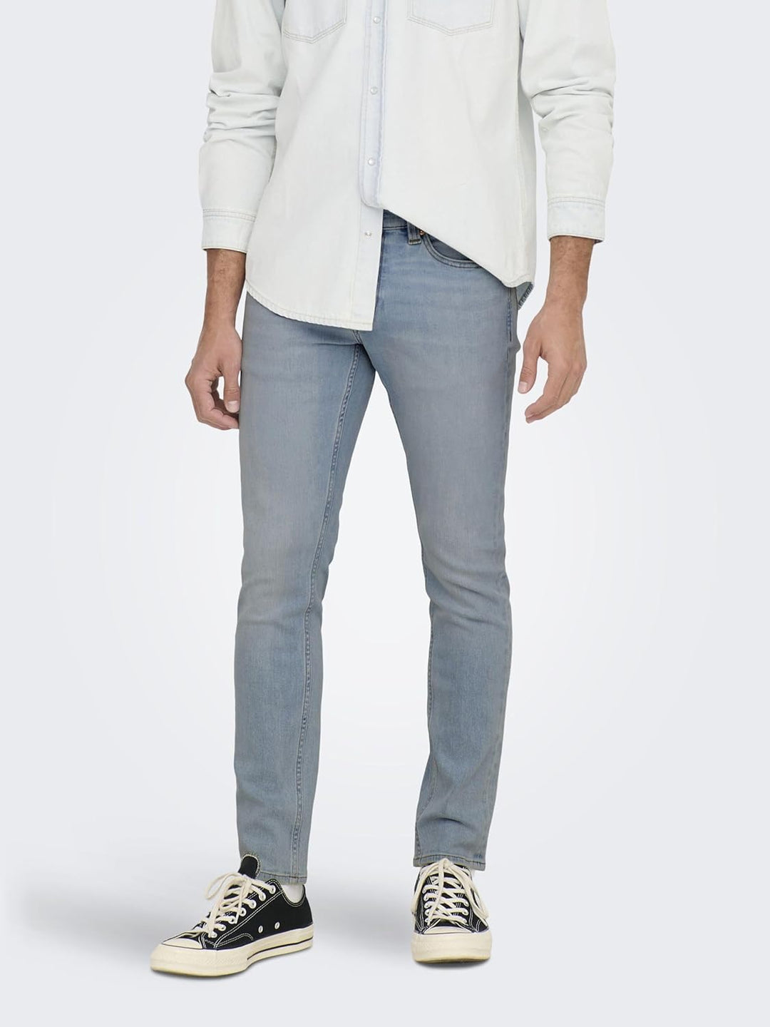 Only & Sons Male Slim Fit Jeans -ONSLOOM Mittlere Taille Slim Fit Jeans 34W / 32L Light Blue Denim,