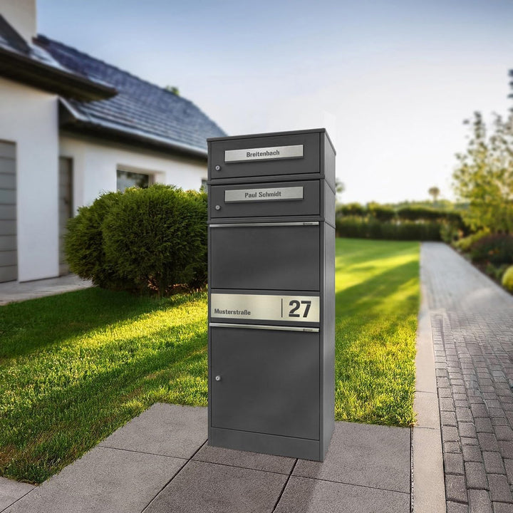 Metzler Paketbox mit 2 Briefkästen – 2er Briefkasten mit Paketfach & Namensgravur, Personalisierte B
