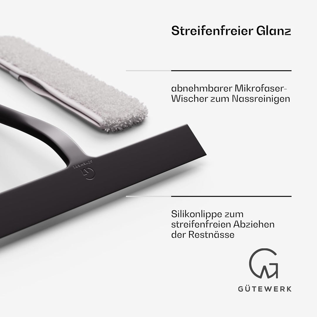 Fensterreiniger und Tuch 2 in 1, Glasreiniger 28 cm, Duschabzieher Box, Fensterreinigung waschbar, p