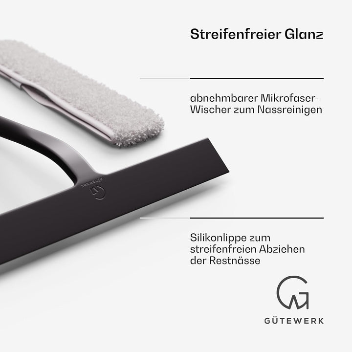 Fensterreiniger und Tuch 2 in 1, Glasreiniger 28 cm, Duschabzieher Box, Fensterreinigung waschbar, p