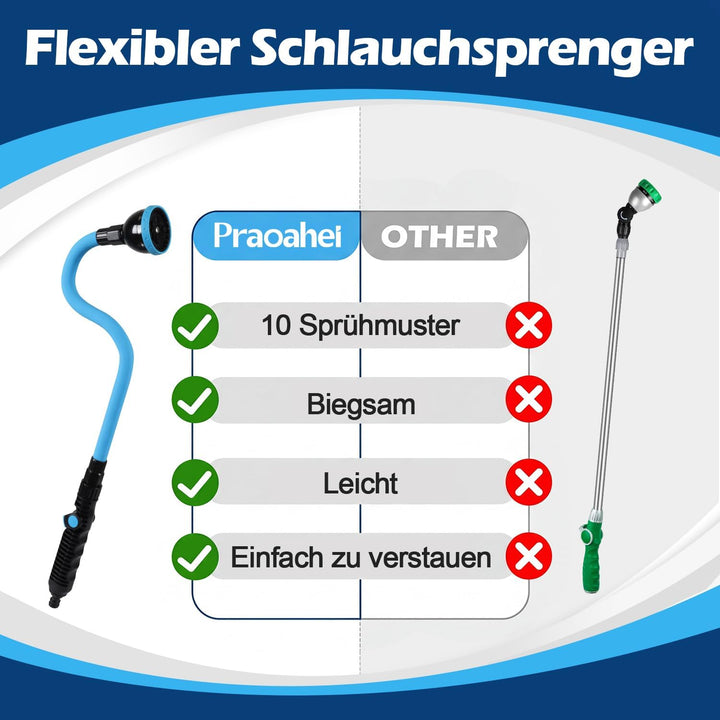 Garten Giessstab, 73cm Lang Biegsam Gartenbrause mit Daumensteuerung, 10 Sprühbilder Gartenschlauchd