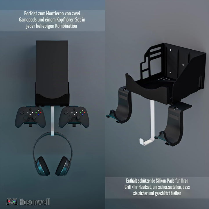 Hosanwell Xbox Series X Wandhalterungs, Halterungs Wand für Xbox Series X Konsole und Controller und