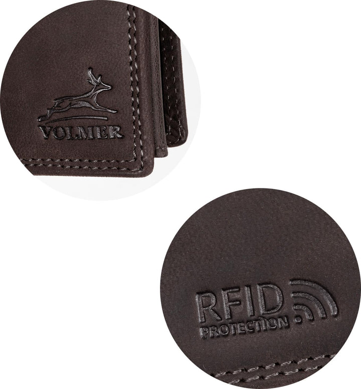 Fa.Volmer ® Leder Geldbörse Herren - extra-stabile Doppelnaht - 9 Fächer für Kreditkarten - Querform