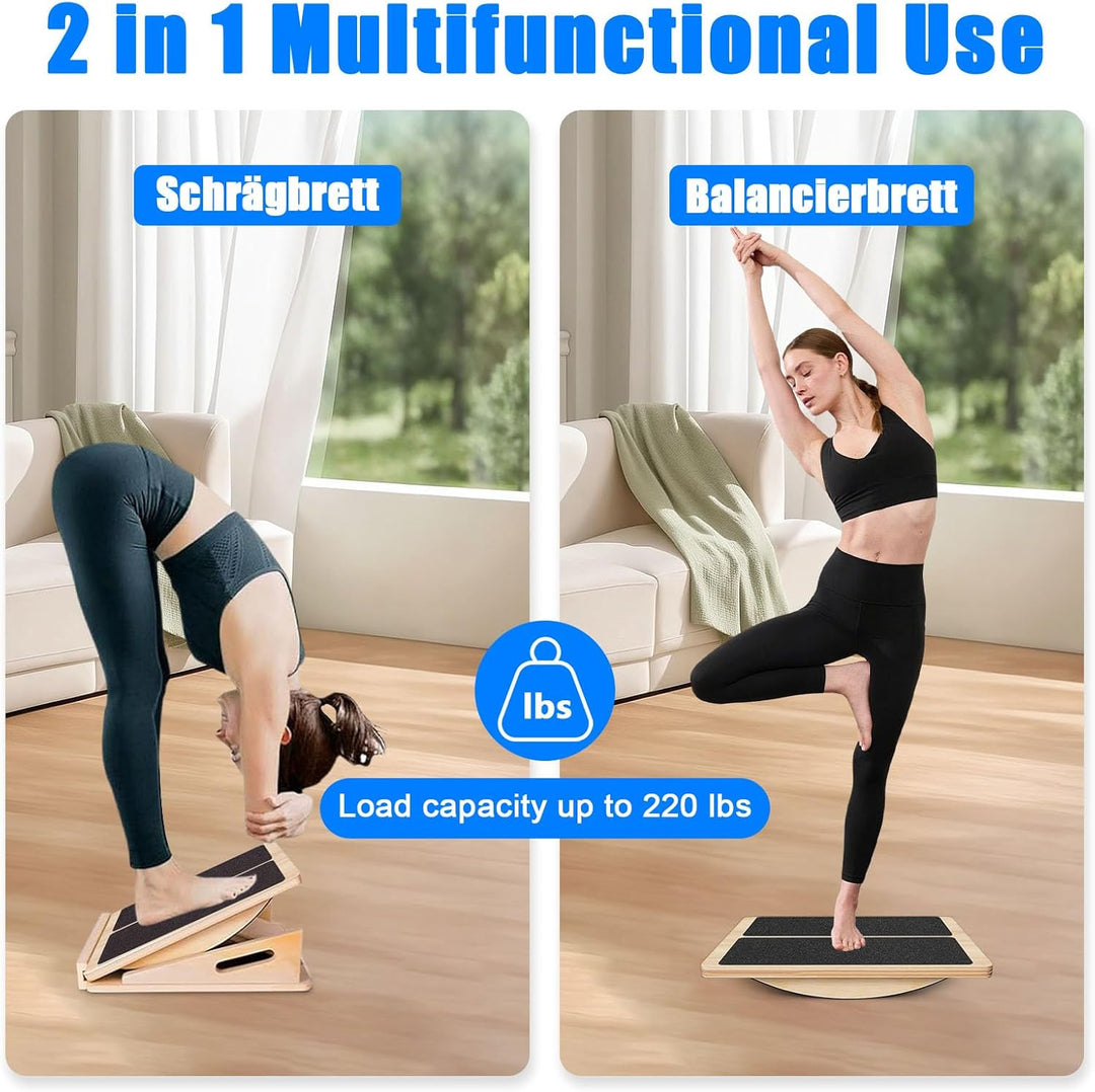 Polegas 2 in 1 Balance Board und Schrägbrett für Erwachsene, Verstellbares Wadendehner und Slant Boa