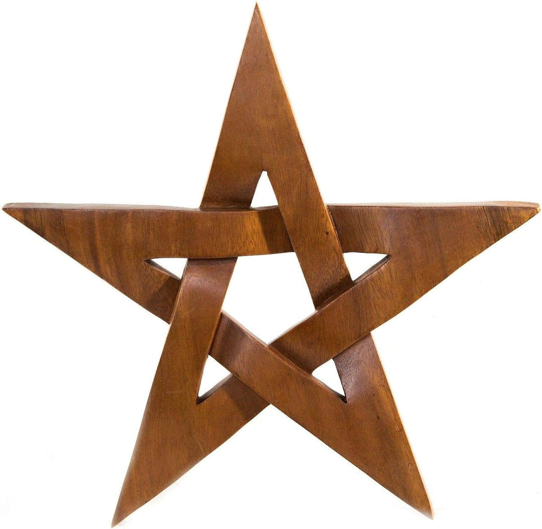 Windalf Schutzzeichen Holzbild Penta 28 cm Glücks & Wunsch Symbol Wanddeko Handarbeit aus Holz