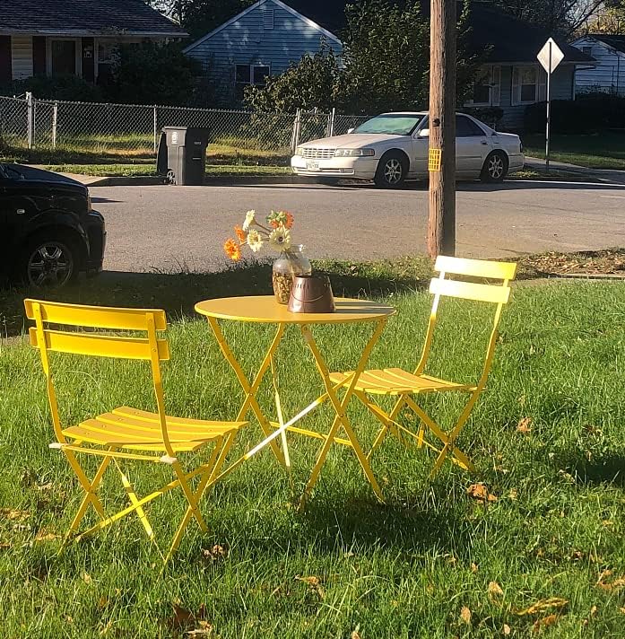 Grand patio Bistro Set 3 Stück, Gartenmöbel Set, Sitzgruppe 2 Stühle und 1 Tisch, Premium Stahl, Kla