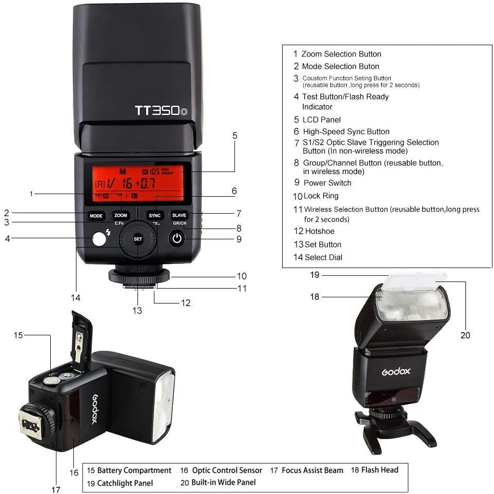 Godox TT350O 2.4G TTL Camera Flash HSS 1/8000s GN36 Speedlite für Panasonic Lumix Olympus DSLR Kamer